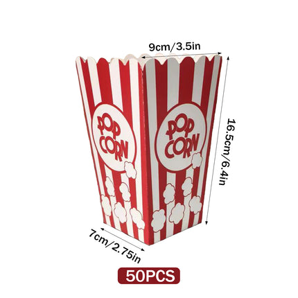 50PCS Popcorn Boxes Paperboard Greaseproof for Snack Food Serving Containers