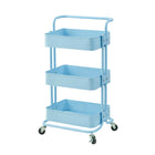 3Tier Trolley Shelf Organiser with Wheels Removable Storage Cart for Home Office