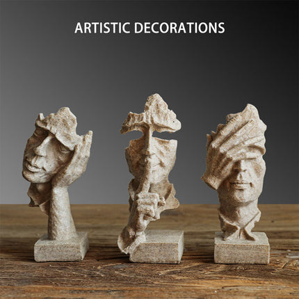Resin Sculpture 3pcs Modern Office Desktop Art Decor Ornament Home Decoration