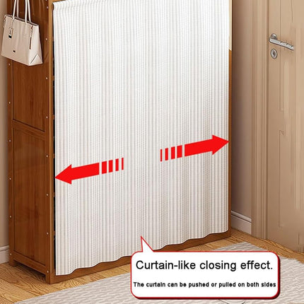 6 Tier Multi Function Fabric Curtain Shoe Rack Clothes Hanger Home Enterway AU