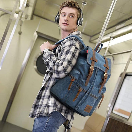 Stylish Blue Canvas Shoulder Bag Mens Travel Crossbody Messenger Tote Bag