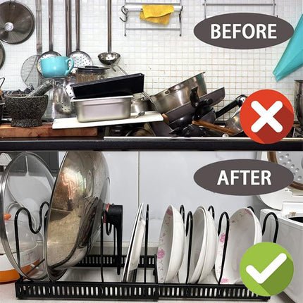 Retractable Kitchen Storage Rack Pot Lid Holder Cutting Board Organizer Stand