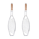 Barbecue Net Clamp Iron Wire Mesh with Wooden Handle for Camping Grill