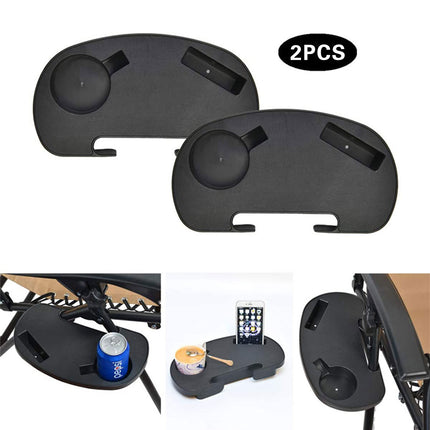 2pcs Clip On Side Table Tray Cup Holder For Sun Lounger Camping Chair Outdoor