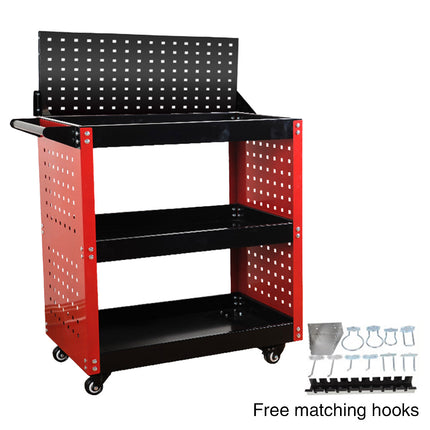 Heavy Duty 3 Tier Tool Cart with Wheels Rolling Work Bench Mechanic Repair Shop