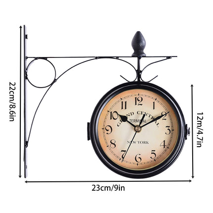 Vintage Outdoor Bracket Clock Garden Station Wall Clock Double Sided Clock