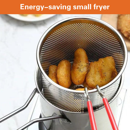 4PCS Stainless Steel Fryer Set Basket Lid Clip Induction Stove Cooking Pot