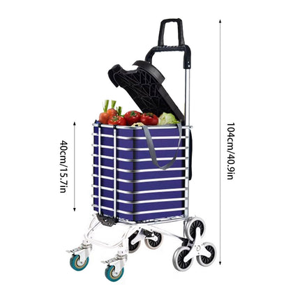 Folding Shopping Trolley Stair-Climbing Cart Lightweight Aluminium Pull Cart