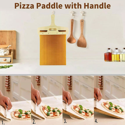 Wooden Pizza Sliding Tray With Handle Household Baking Chopping Board Spatula