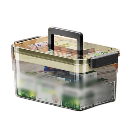 Large Capacity Medicine Storage Box First Aid Organiser Multi Layers Transparent