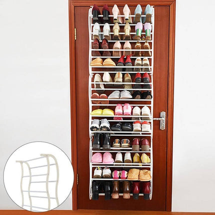 Over Door 12 Tier Shoe Rack White 181cm Tall