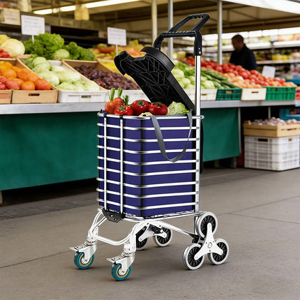 Folding Shopping Trolley Stair-Climbing Cart Lightweight Aluminium Pull Cart