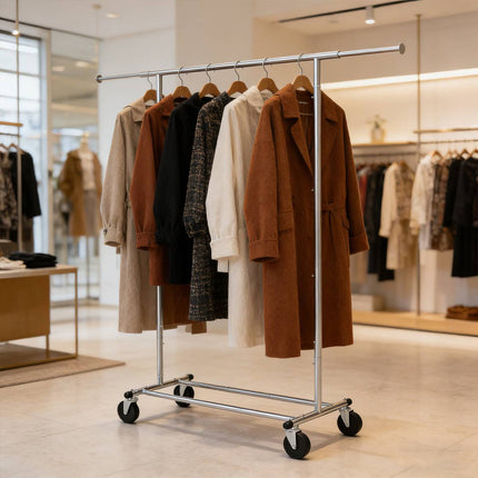 Rolling Chrome Clothes Drying Rack Extending Rail