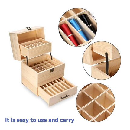 Three Tier Wooden Essential Oil Storage Box with Drawer