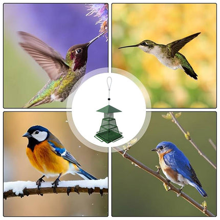 Metal Bird Feeder Outdoor Hanging Garden Wild Bird Gazebo Roof Retractable Wire