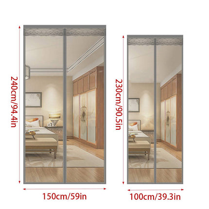 Magnetic Mosquito Mesh Door Curtain 2 Sizes Grey