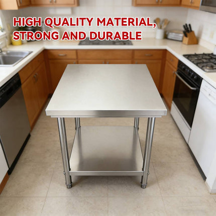 Stainless Steel Work Table 60x60x80cm 2 Tier