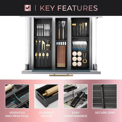 Under Cabinet Drawer Organizer Bin Silverware Utensil Holder Storage Container
