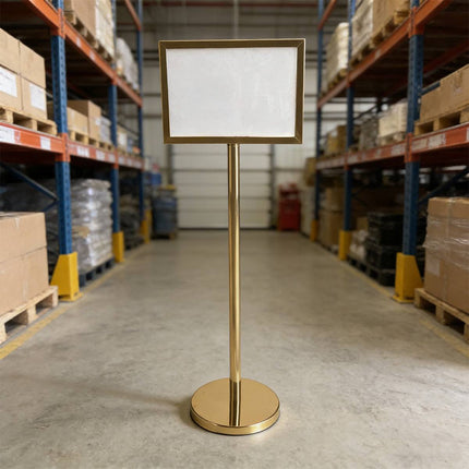Gold A3 Floor Menu Display Stand Stainless Steel