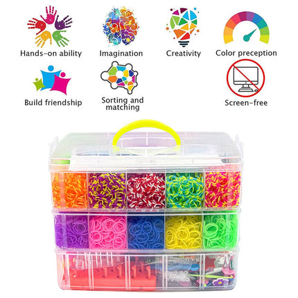 15000Pcs Rainbow Rubber Bands with 3 Layer Storage Case Weaving DIY Craft Set