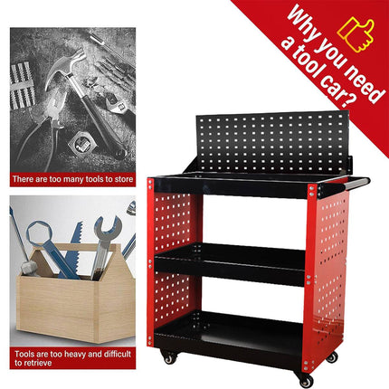 Heavy Duty 3 Tier Tool Cart with Wheels Rolling Work Bench Mechanic Repair Shop