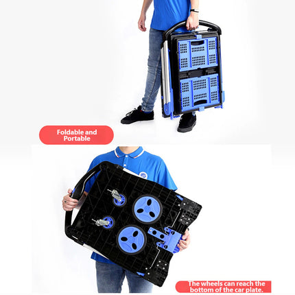 2 Tier Multi Functional Foldable Trolley Portable Storage Cart For Home Outdoor
