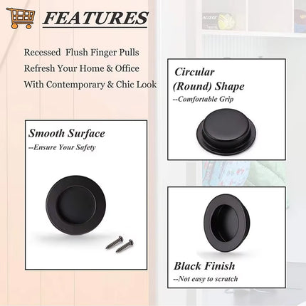 Inward Hinged Circular Invisible Handle Cabinet Furniture Embedded Pull Handle