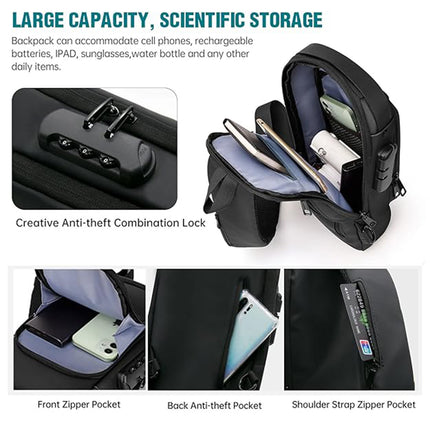 Multi-functional Combination Lock Chest Bag with USB Charging Port