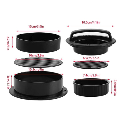 Manual Hamburger Press Round Meat Patty Mould Non Stick BBQ with 100 Wax Discs