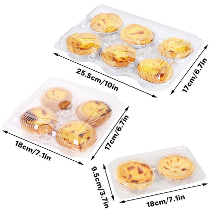 100PCS Transparent Plastic Egg Tart Box Disposable Bakery Packing Container