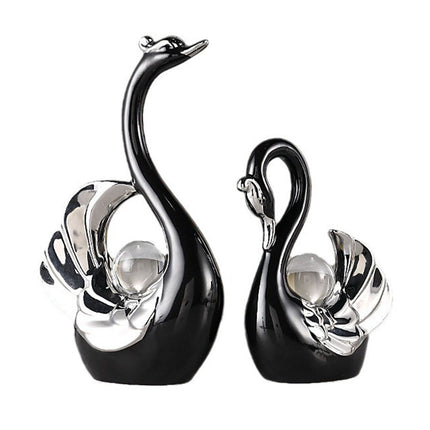 Swan Ceramic Tabletop Ornament Set Home Decor Figurine Gift Room Decoration Art