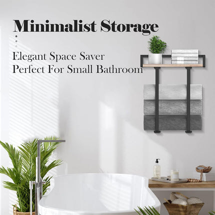 Wall Mounted Bathroom Towel Rack Storage Shelf Multifunctional Holder For Towels
