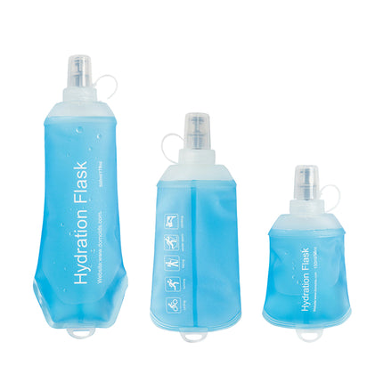 Folding Sports Water Bottle TPU Soft 150ml 250ml 500ml Dust Cap Travel Gym