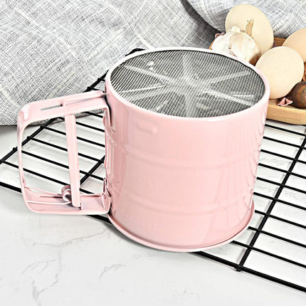 Hand Squeeze Mechanical Flour Sifter Stainless Steel One Hand Baking Sieve