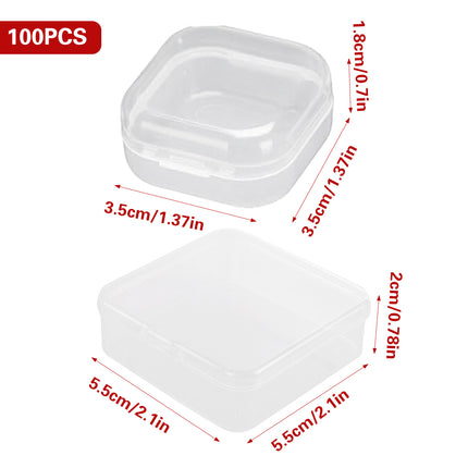 100PCS Square Transparent Storage Boxes Durable for Organizer Jewelry Beads Use