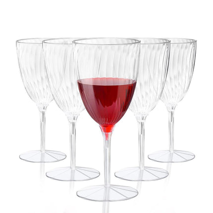8pcs 210ml Plastic Twill Wine Glass Transparent Tall Drinking Cup for Party Bar