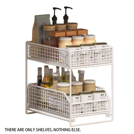Pull Out Storage Shelf 2 Tier Kitchen Organizer Under Sink Pantry Rack