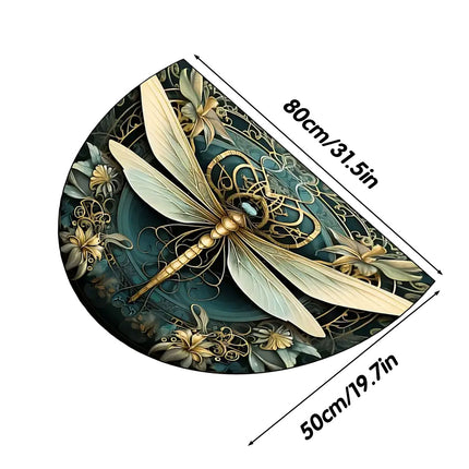 Floral Floor Mat Semicircle Printed Entry Door Rug Non-Slip Mat For Home Decor