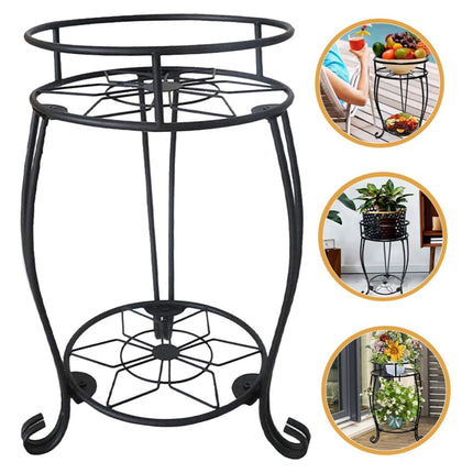 Foldable Plant Stand 2 Tier Metal Flower Shelf for Indoor Outdoor Garden Use