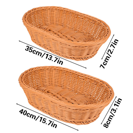 Imitation Rattan Plastic Basket Bread Fruit Vegetable Snack Storage Display Bin