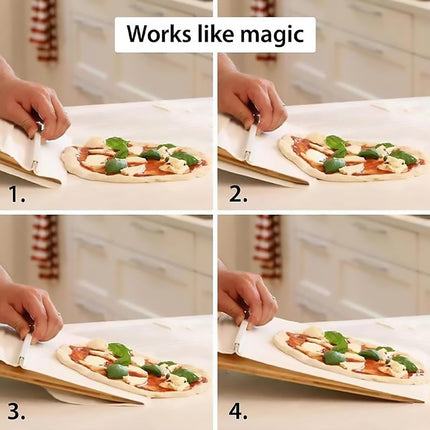 Wooden Pizza Sliding Tray With Handle Household Baking Chopping Board Spatula