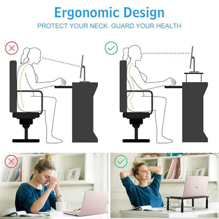 3 Height Adjustable Monitor Riser Laptop Printer Computer Stand Desktop Shelf