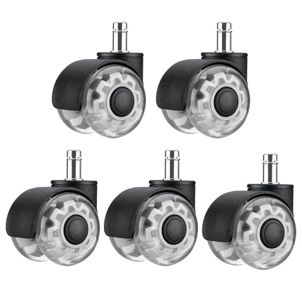 5PCS Silent Office Chair Caster Wheels Transparent Double Roller Replacement Set
