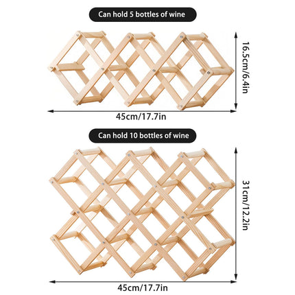 Wine Rack Wooden Display Rack Holds 5 or 10 Bottles for Home Decor Sturdy Durable