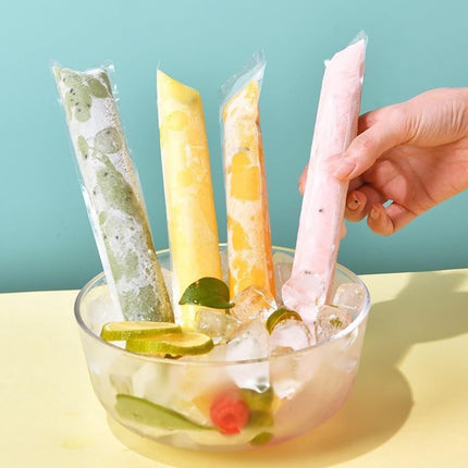 100pcs Disposable Ice Popsicle Bags Clear Plastic Freezer Pop Bags for DIY Snack