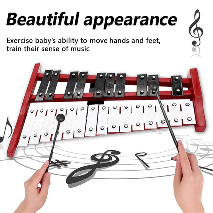 25-Tone Aluminum Plate Xylophone Hand-Strike Kids Music Learning Early Education