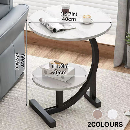 Round Side Table Small End Table Nightstand with Shelf for Living Room Bedroom
