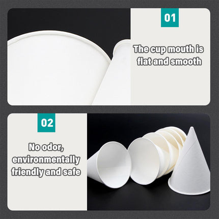 200pcs White Paper Cup Conical Pointed Bottom Small Straight Drink Cup for Water