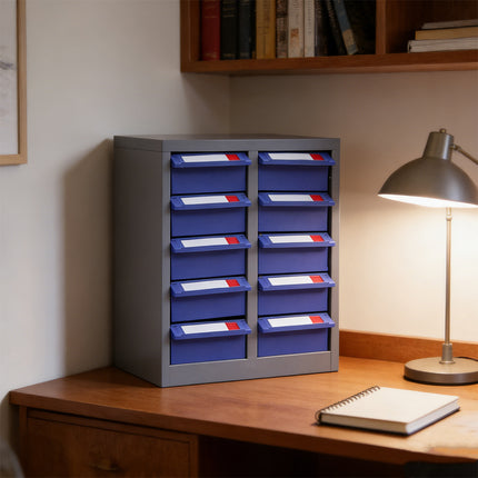 10-Compartment Drawer Type Parts Cabinet Space Saving Organizer Wear-Resistant