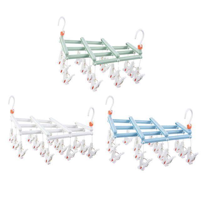 Plastic Socks Drying Rack Multi Clip Clothes Hanger Laundry Organizer Holder